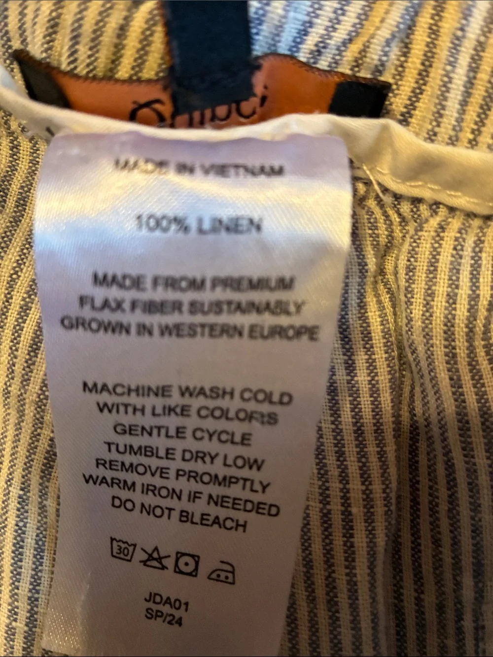 Quince Light Blue / gray & White Striped 100% linen Pants